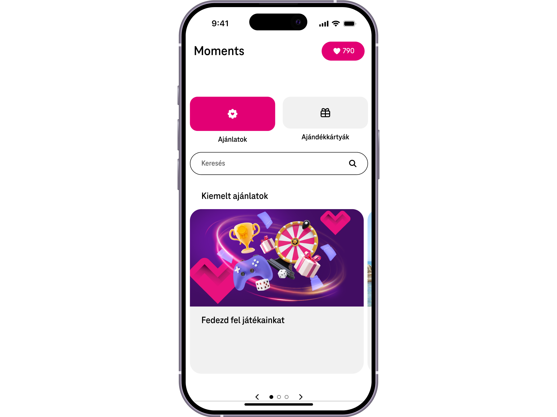 Telekom alkalmazás egy mobiltelefon kijelzőjén
