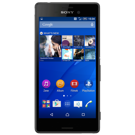 Sony Xperia M4 Aqua beállításának kijelzője