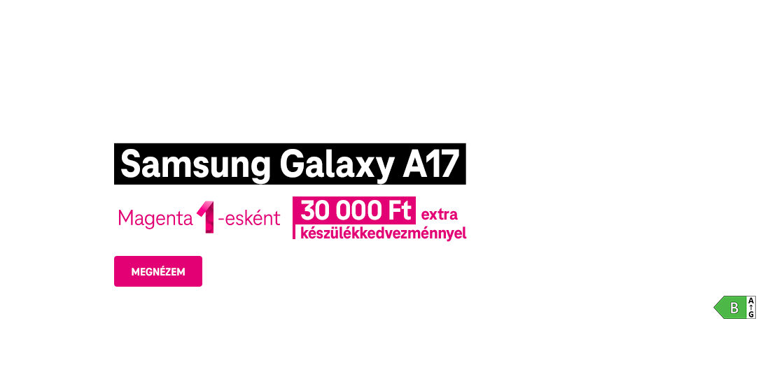Samsung Galaxy A17 Magenta 1-esként 30 000 Ft extra készülékkedvezménnyel | Megnézem